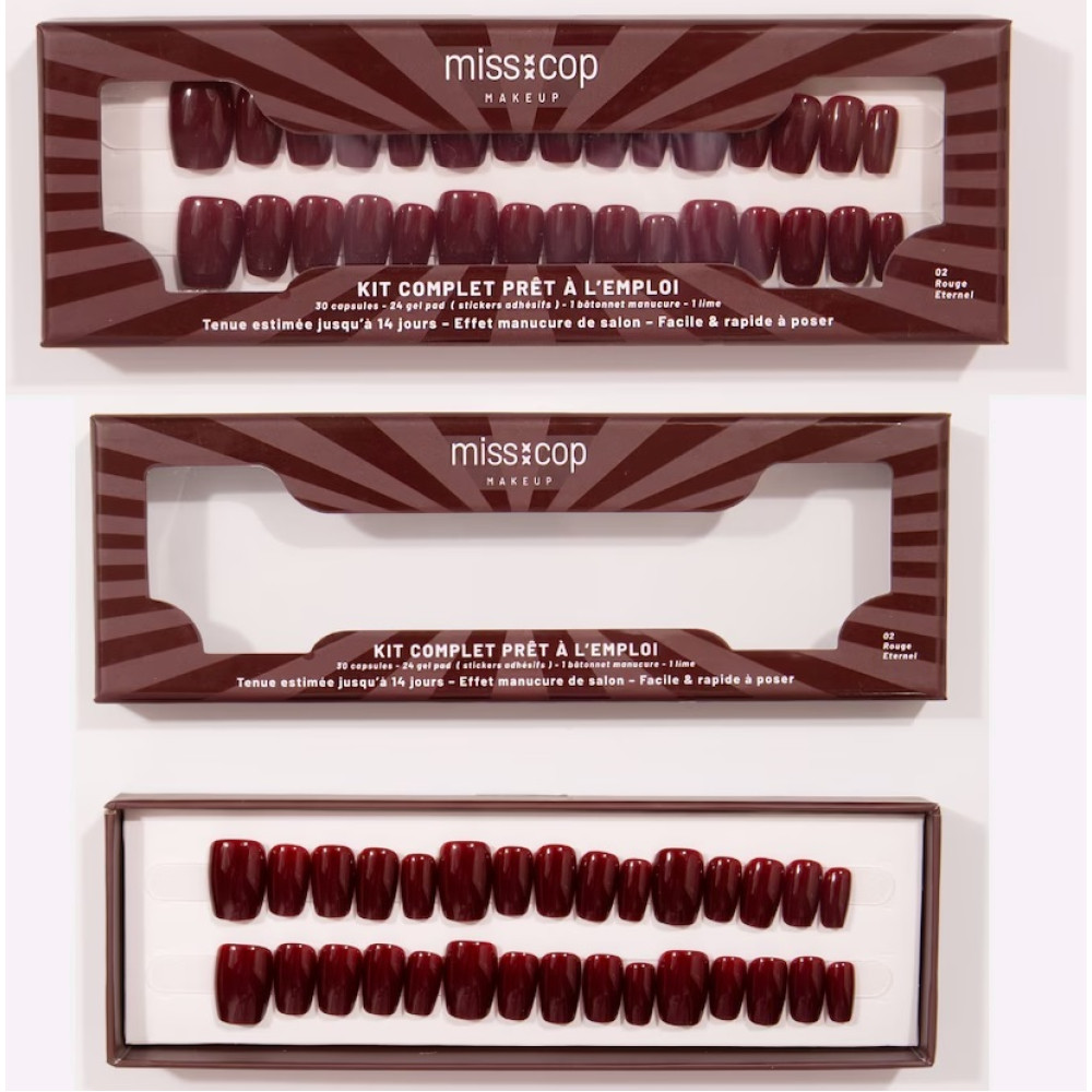 Miss Cop UV Effect Adhesive Nails Kit - Αυτοκόλλητα Νύχια 3 Σετ - 02 Κόκκινο Μπορντώ Miss Cop UV Effect Adhesive Nails Kit - Αυτοκόλλητα Νύχια 3 Σετ - 02 Κόκκινο Μπορντώ