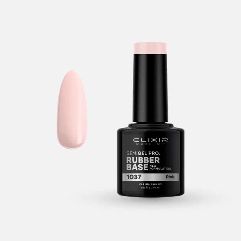 Elixir Ημιμόνιμο βερνίκι Rubber Base 8ml – #1037 (Pink)
