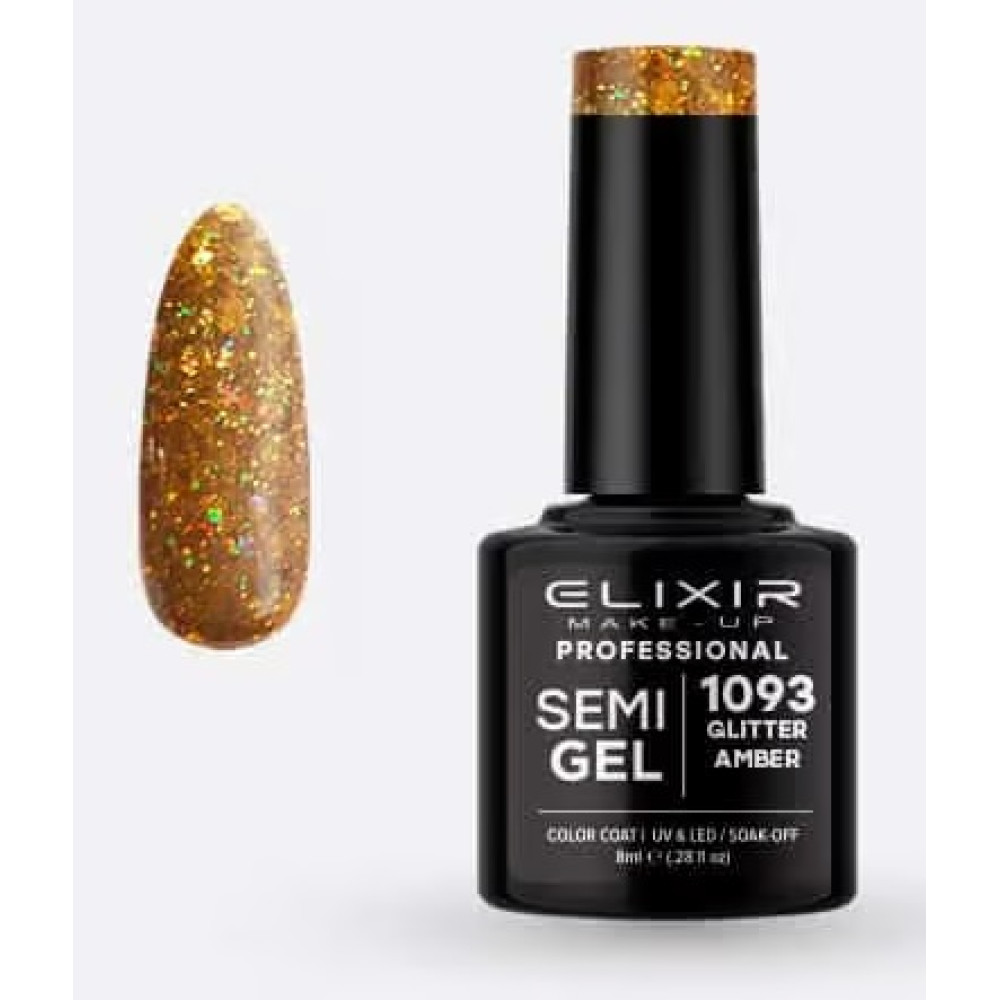 Elixir Ημιμόνιμο βερνίκι 8ml – #1093 (Glitter Amber)