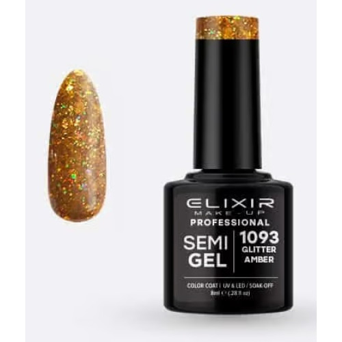 Elixir Ημιμόνιμο βερνίκι 8ml – #1093 (Glitter Amber)