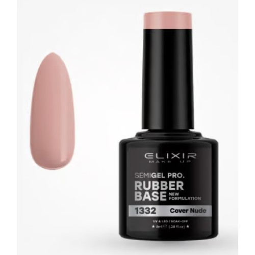 Elixir Ημιμόνιμο βερνίκι 8ml – #1332 (Rubber Base Coat Cover Nude)