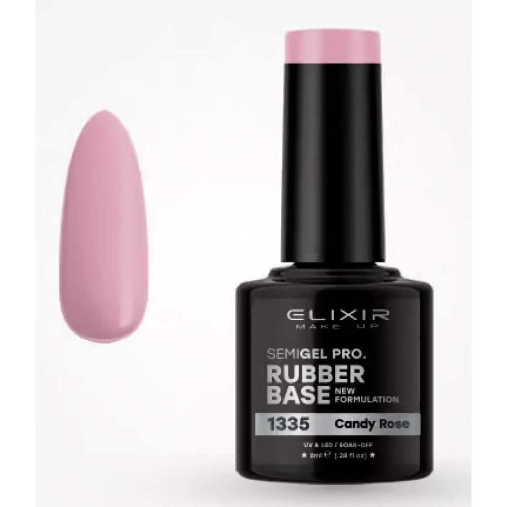 Elixir Ημιμόνιμο βερνίκι 8ml – #1335 (Rubber Base Coat Candy Rose)