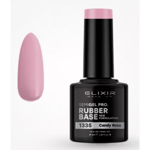 Elixir Ημιμόνιμο βερνίκι 8ml – #1335 (Rubber Base Coat Candy Rose)