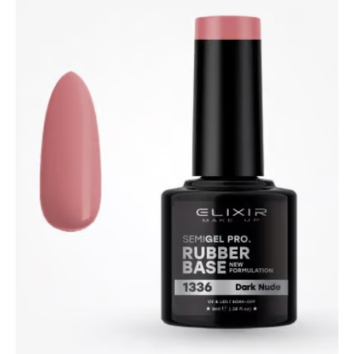 Elixir Ημιμόνιμο βερνίκι 8ml – #1336 (Rubber Base Coat Dark Nude)