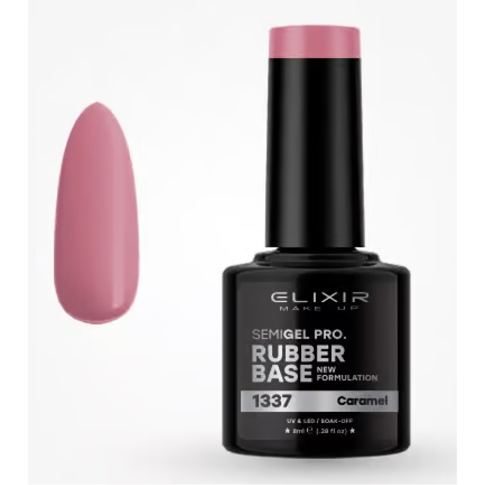 Elixir Ημιμόνιμο βερνίκι 8ml – #1337 (Rubber Base Coat Caramel)