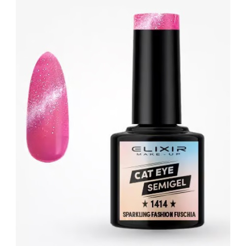 Elixir Ημιμόνιμο βερνίκι  Cat Eye 8ml – #1414 (Sparkling Fashion Fuschia)