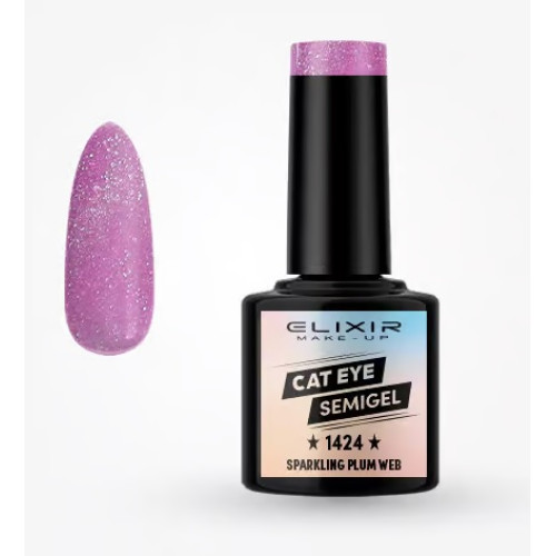 Elixir Ημιμόνιμο βερνίκι Cat Eye 8ml – #1424 (Sparkling Plum Web)
