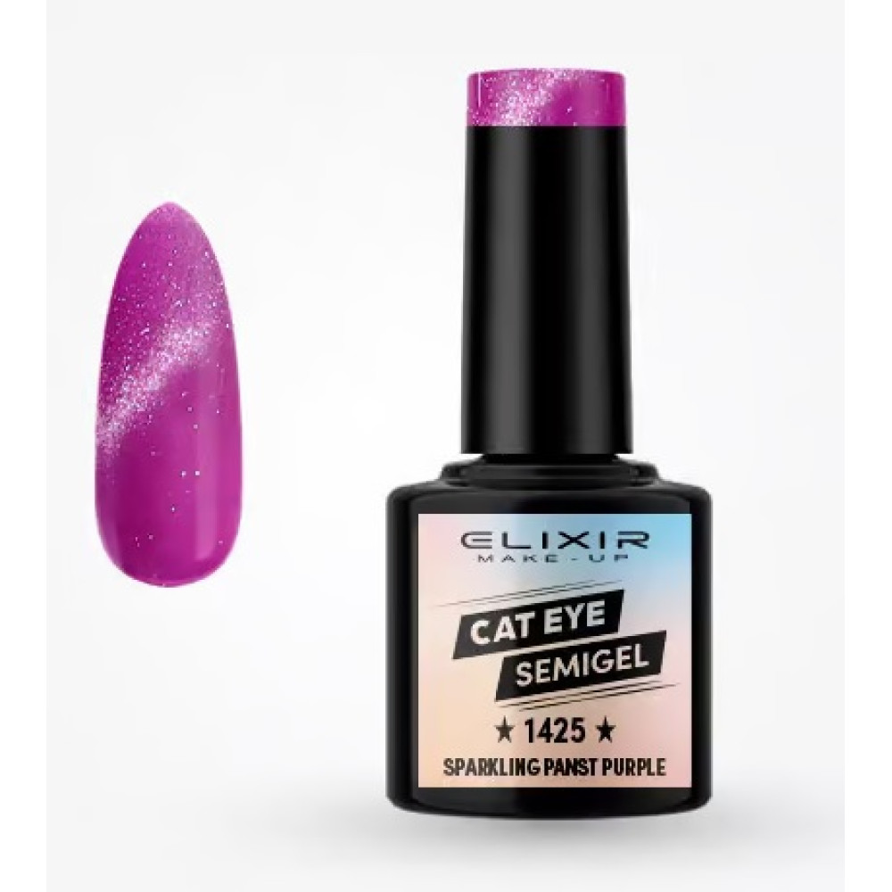 Elixir Ημιμόνιμο βερνίκι Cat Eye 8ml – #1425 (Sparkling Panst Purple)