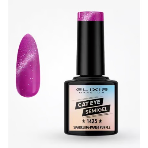 Elixir Ημιμόνιμο βερνίκι Cat Eye 8ml – #1425 (Sparkling Panst Purple)