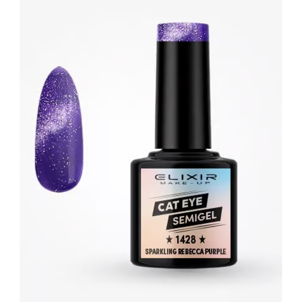 Elixir Ημιμόνιμο βερνίκι Cat Eye 8ml – #1428 (Sparkling Rebecca Purple)