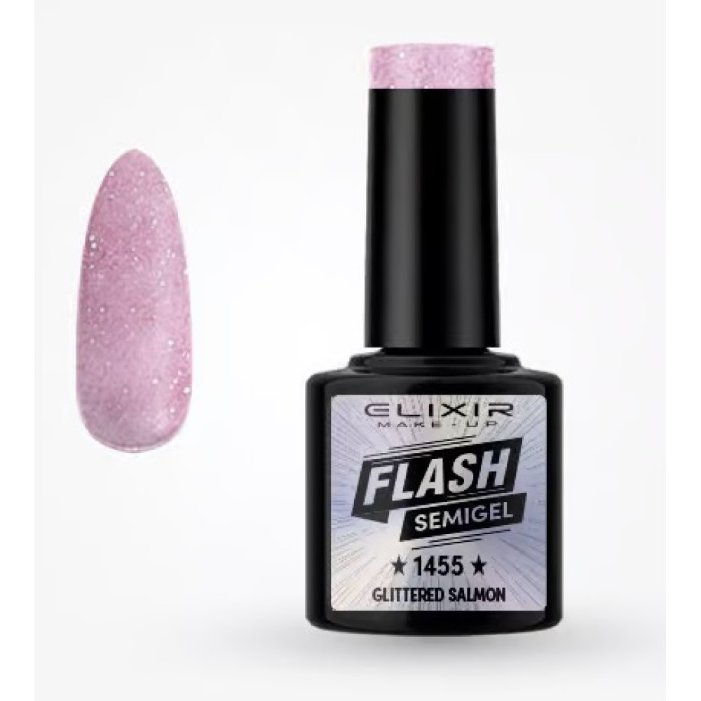 Elixir Ημιμόνιμο βερνίκι Flash 8ml – #1455 (Glittered Salmon)