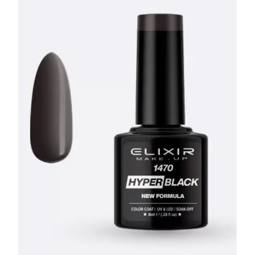 Elixir Ημιμόνιμο βερνίκι Hyper 8ml – #1470 (Hyper Black) New Formula