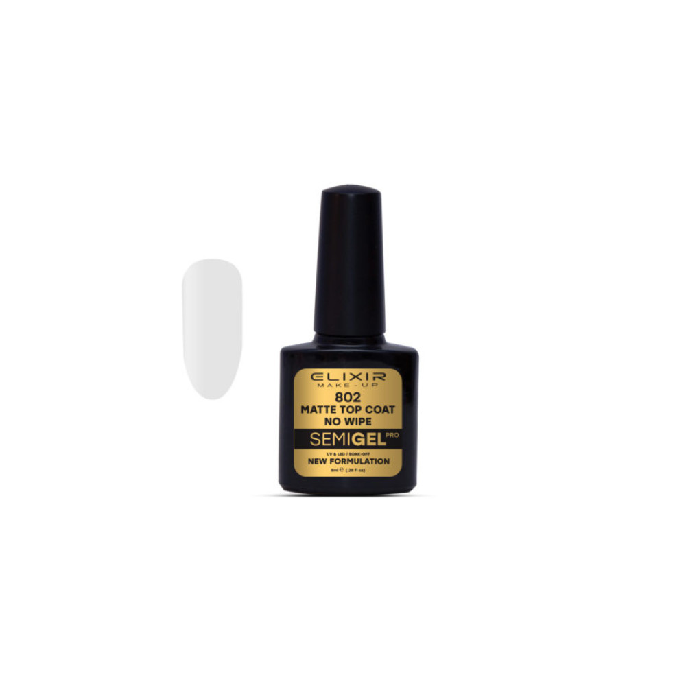 Elixir Ημιμόνιμο βερνίκι 8ml – #802 (Matte Top Coat – No Wipe)