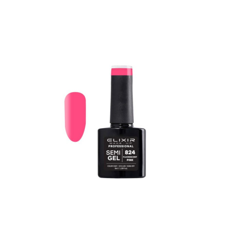 Elixir Ημιμόνιμο βερνίκι 8ml – #824 (Fluorescent pink)