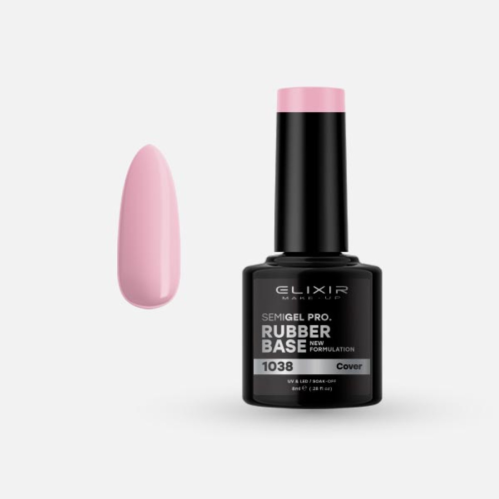 Elixir Ημιμόνιμο βερνίκι Rubber Base 8ml – #1038 (Cover)