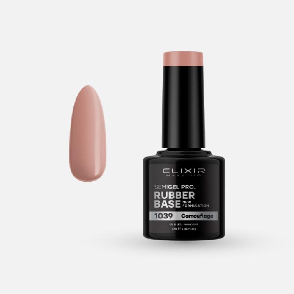 Elixir Ημιμόνιμο βερνίκι Rubber Base 8ml – #1039 (Camouflage)