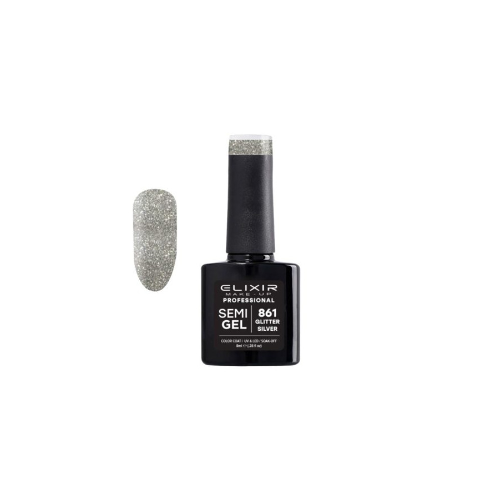 Elixir Ημιμόνιμο βερνίκι 8ml – #861 (Glitter Silver)