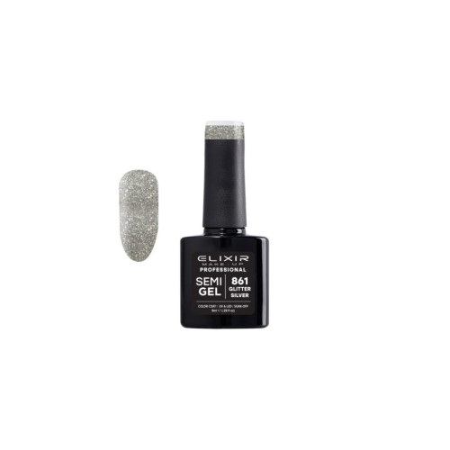 Elixir Ημιμόνιμο βερνίκι 8ml – #861 (Glitter Silver)
