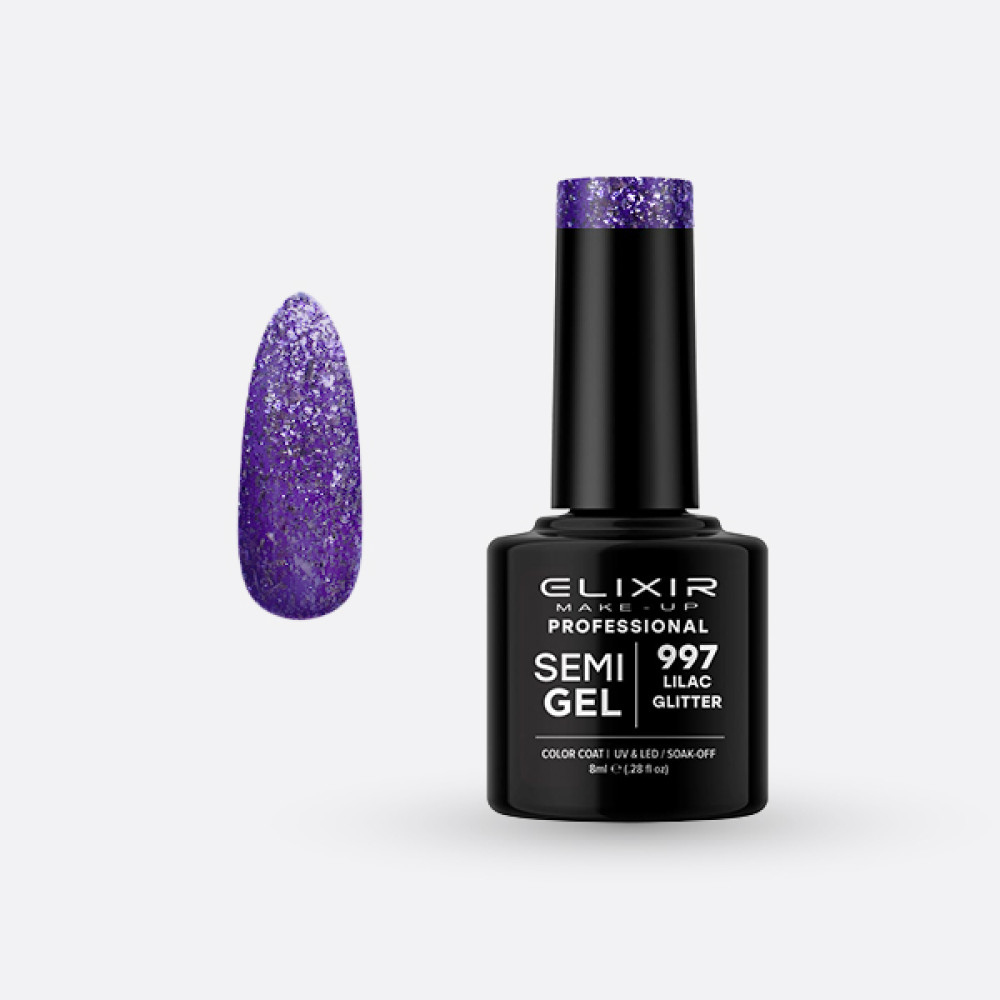Elixir Ημιμόνιμο βερνίκι 8ml – #997 (Lilac Glitter)