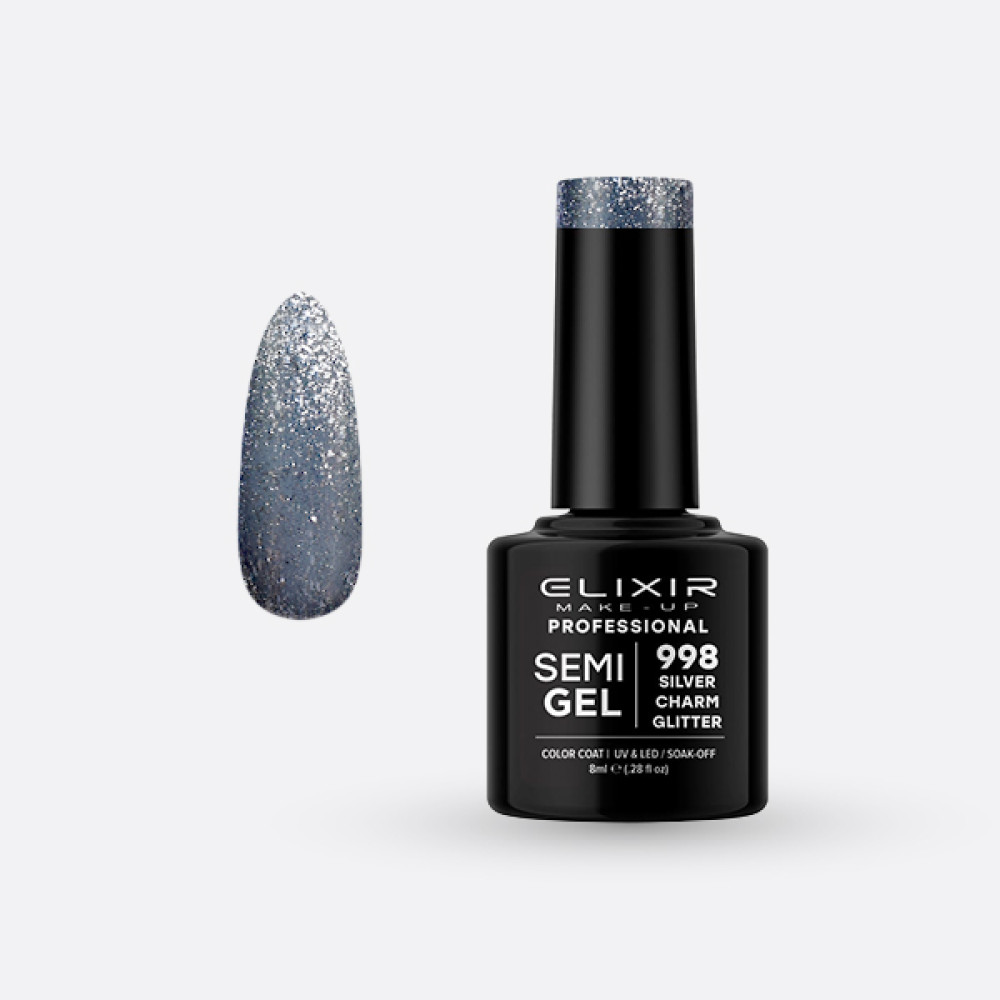 Elixir Ημιμόνιμο βερνίκι 8ml – #998 (Silver Charm Glitter)