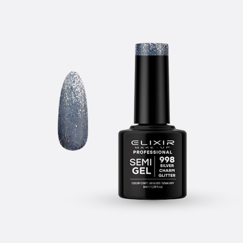 Elixir Ημιμόνιμο βερνίκι 8ml – #998 (Silver Charm Glitter)