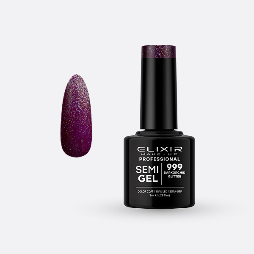Elixir Ημιμόνιμο βερνίκι 8ml – #999 (Darkorchid Glitter)