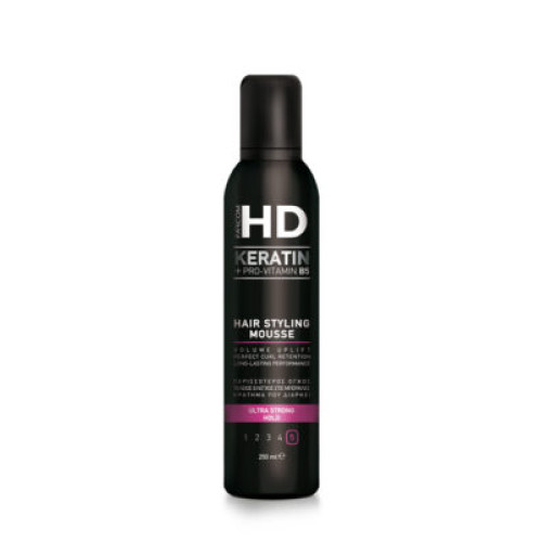 HD Farcom Αφρός Μαλλιών Ultra Δυνατό Κράτημα με Κερατίνη &amp; Προβιταμίνη - Β5 250ml