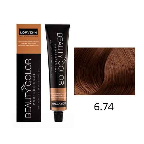 LORVENN Beauty Color 70ml No 6.74 - Ξανθό Σκούρο Καφέ Χάλκινο