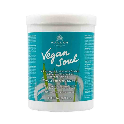 Kallos Vegan Soul Volumising Θρεπτική Μάσκα Μαλλιών για Όγκο με Μπαμπού και Έλαιο Καρύδας 1000ml Kallos Vegan Soul Volumising Θρεπτική Μάσκα Μαλλιών για Όγκο με Μπαμπού και Έλαιο Καρύδας 1000ml