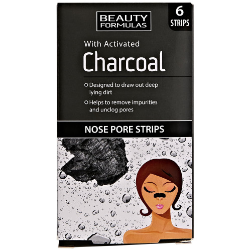 Beauty Formulas Activated Charcoal Ταινίες Μύτης Με Ενεργό Άνθρακα - 6τμχ.