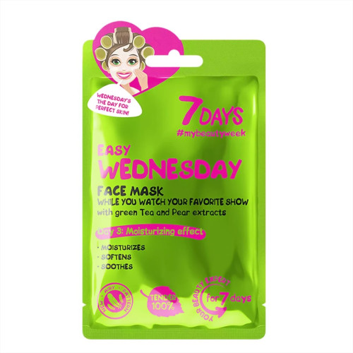 7DAYSEasy Wednesday Sheet Mask  - Μάσκα Προσώπου με Πρ΄άσινο Τσάι & Αχλάδι 28gr.