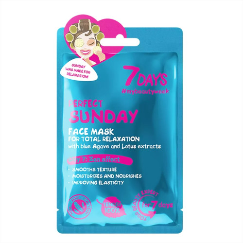 7DAYS Perfect Sunday Sheet Mask - Μάσκα Προσώπου με Μπλέ Αγαύη & Λωτό 28gr.