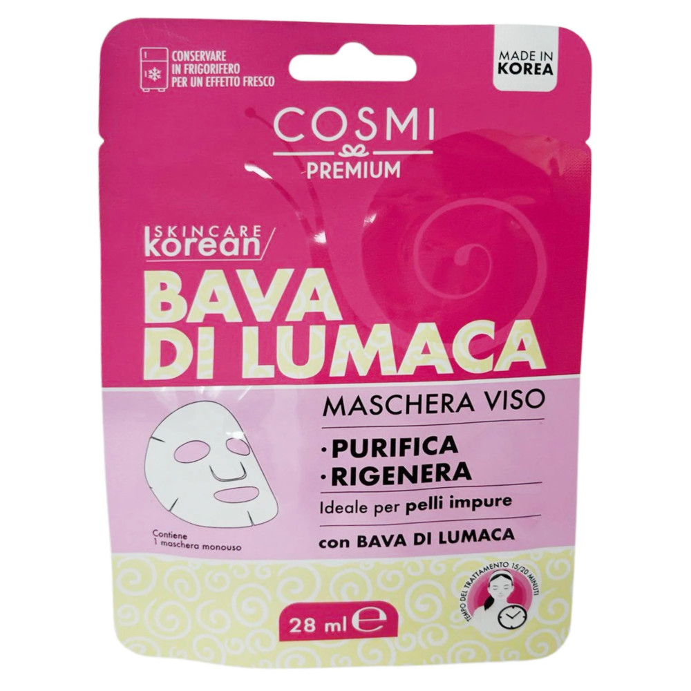Cosmi Korean Face Mask Bava Di Lumaca - Υφασμάτινη Μάσκα Προσώπου Ενυδάτωσης 28ml Cosmi Korean Face Mask Bava Di Lumaca - Υφασμάτινη Μάσκα Προσώπου Ενυδάτωσης 28ml