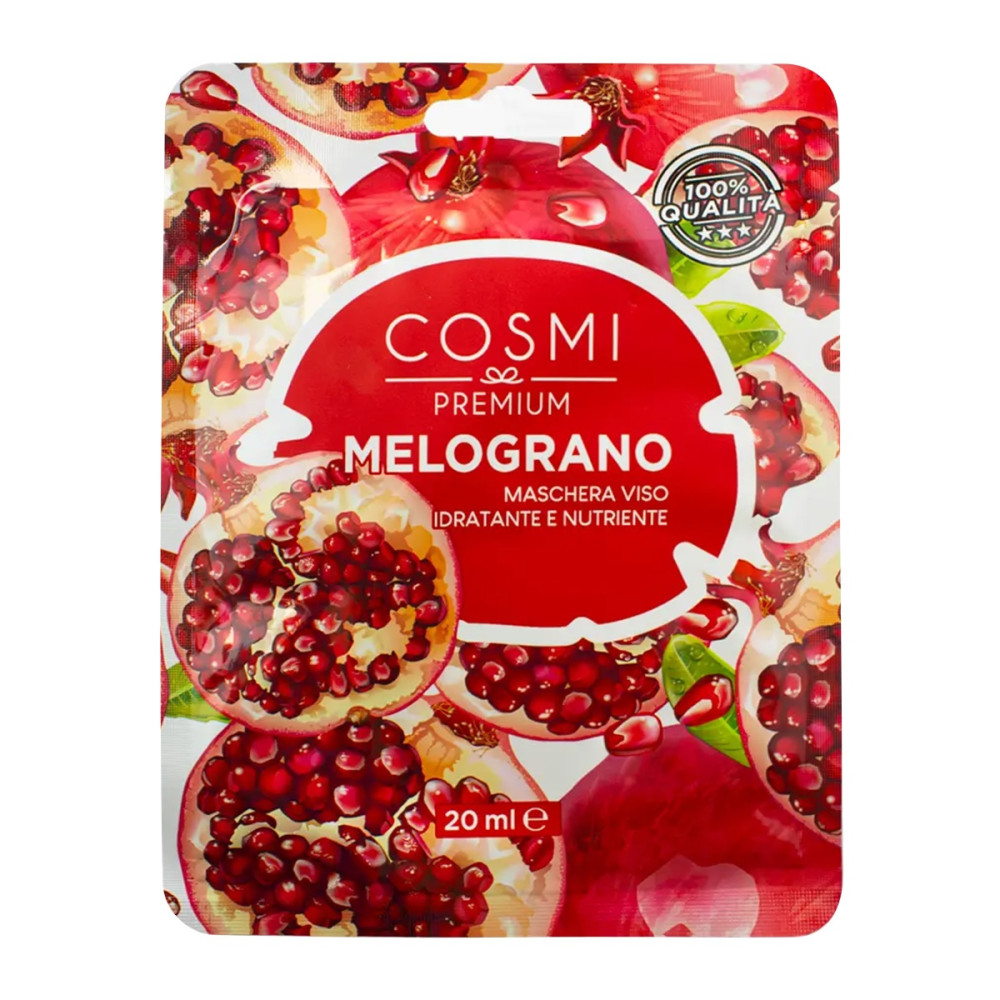 Cosmi Face Mask Melograno - Υφασμάτινη Μάσκα Προσώπου Αναζωογόνησης με Ρόδι 20ml Cosmi Face Mask Melograno - Υφασμάτινη Μάσκα Προσώπου Αναζωογόνησης με Ρόδι 20ml