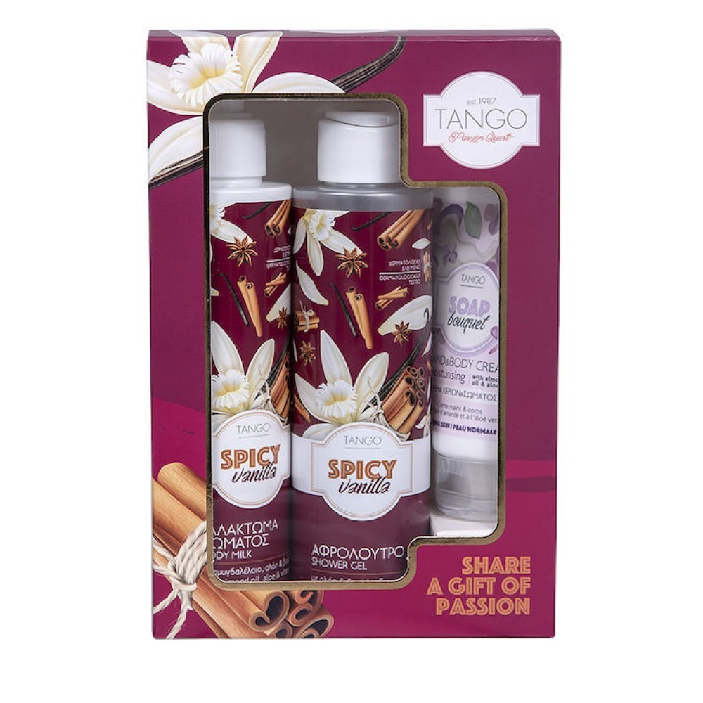 Tango Σετ Δώρου Αφρόλουτρο 250ml, Body Milk 250ml & Κρέμα Χεριών 80ml - Spicy Vanilla Tango Σετ Δώρου Αφρόλουτρο 250ml, Body Milk 250ml & Κρέμα Χεριών 80ml - Spicy Vanilla